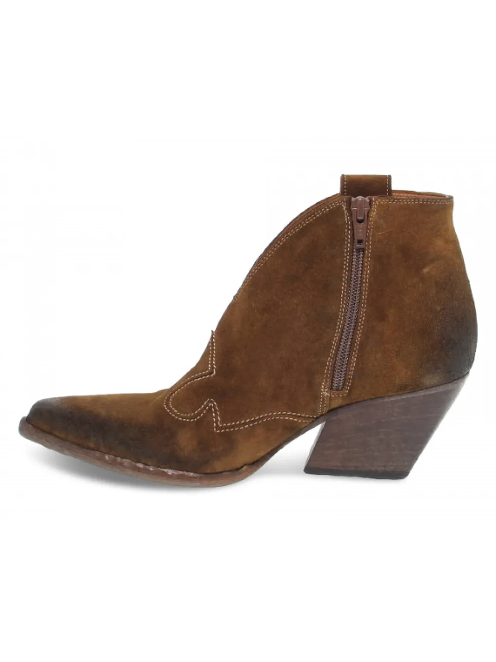 Elena Iachi Ankle Boot Mid Wash In Hazelnut Velor^Women Ankle Boots