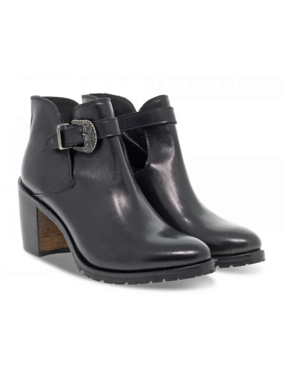 Jp David Ankle Boot Texanino Svasato In Black Leather^Women Ankle Boots