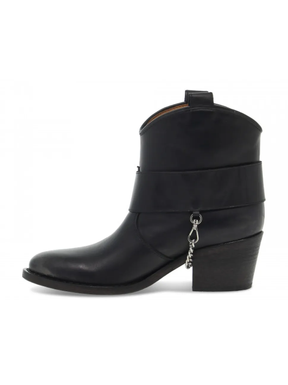 Via Roma 15 Ankle Boot Cinturone Con V Nickel In Black Leather^Women Ankle Boots