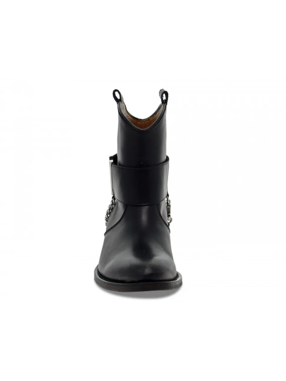 Via Roma 15 Ankle Boot Cinturone Con V Nickel In Black Leather^Women Ankle Boots