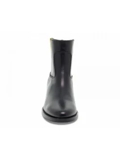 Via Roma 15 Ankle Boot Zeppa Interna Logo V Oro Laterale In Black Leather^Women Ankle Boots
