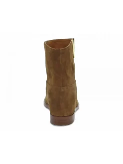 Via Roma 15 Ankle Boot Zeppa Interna Logo V Oro Laterale In Leather Suede Leather^Women Ankle Boots
