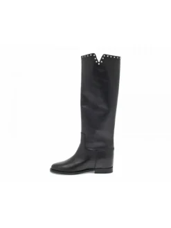 Via Roma 15 Boot Zeppa Interna Spacco Profilo Microborchie In Black Leather^Women Boots