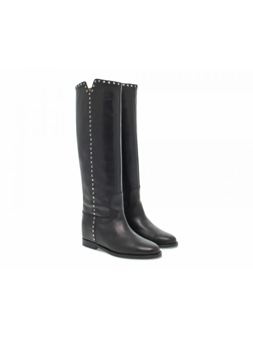 Via Roma 15 Boot Zeppa Interna Spacco Profilo Microborchie In Black Leather^Women Boots