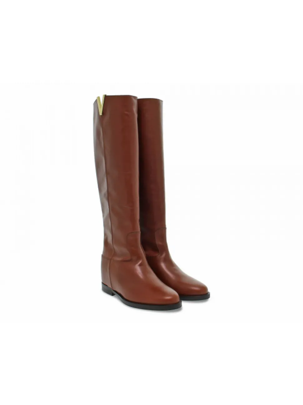 Via Roma 15 Boot Zeppa Interna Logo V Oro Laterale In Leather Leather^Women Boots