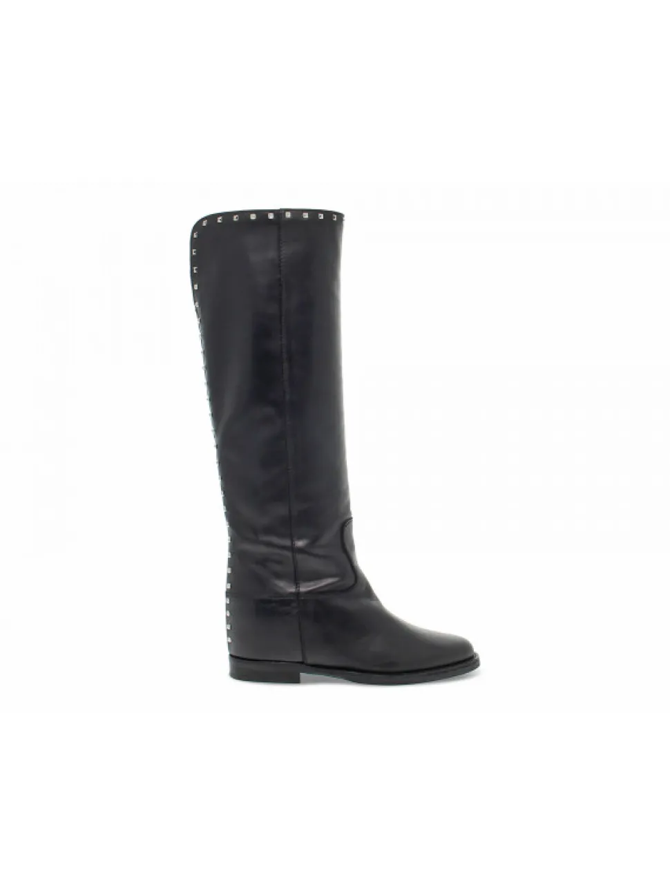 Via Roma 15 Boot Zeppa Interna Spacco Profilo Piramidi In Black Leather^Women Boots