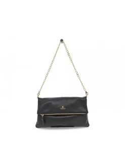 Cuoieria Fiorentina Clutch Velvet Borsa A Tracolla Reversibile Con Doppia Bandoliera In Metallo In Black Leather^Women Clutches