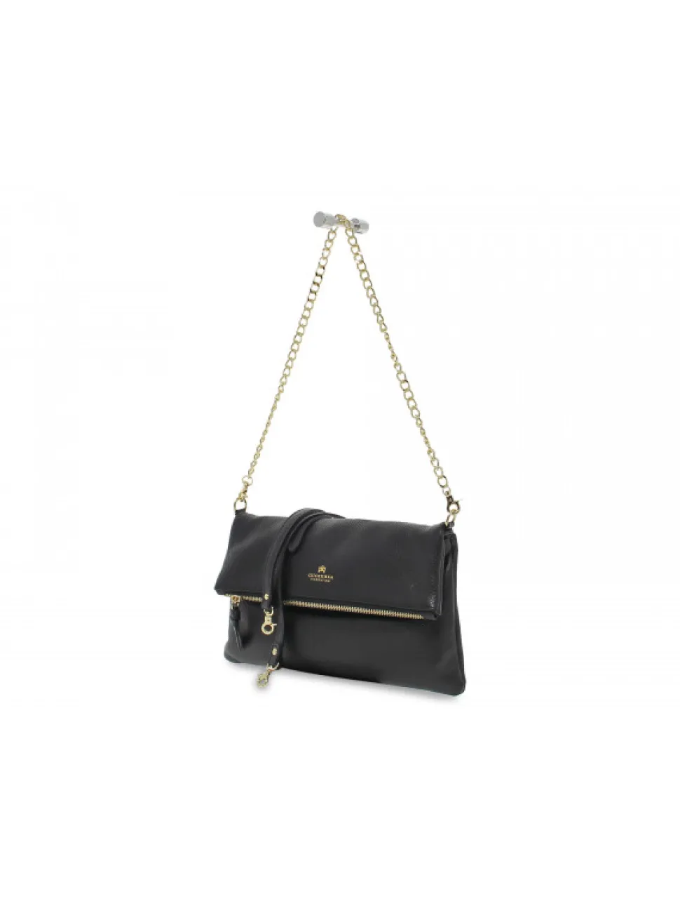 Cuoieria Fiorentina Clutch Velvet Borsa A Tracolla Reversibile Con Doppia Bandoliera In Metallo In Black Leather^Women Clutches