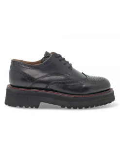 Emanuèlle Vee Flat Shoe Emanuelle Vee Derby Inglese New Crust In Black Leather^Women Flat Shoes