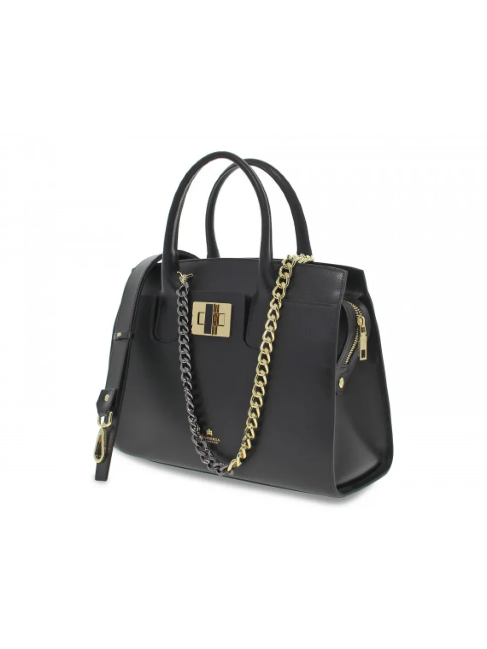 Cuoieria Fiorentina Handbag Bella Medium Tote Bag Con Accessorio Metallo In Black Saffiano^Women Handbags