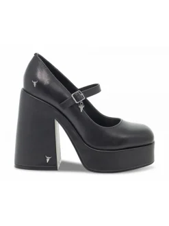 Windsor Smith Heel Kisses Black Sophia In Black Leather^Women Heels