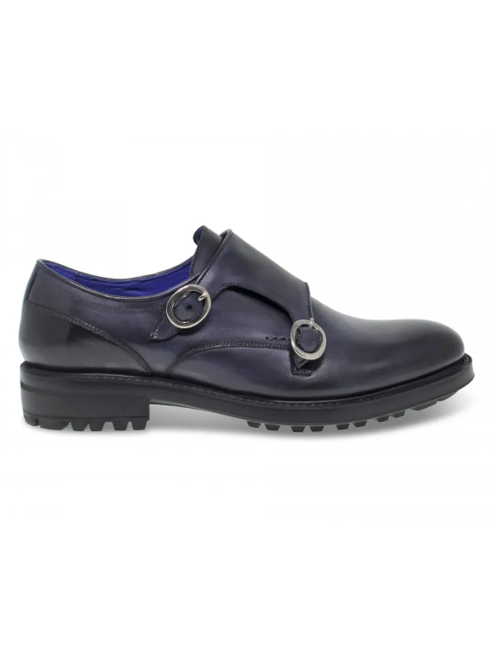 Brecos Laceless In Blue Leather^Men Laceless
