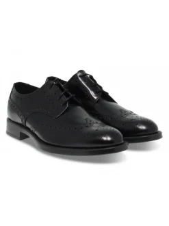 Antica Cuoieria Lace-Up Shoes Stile Inglese In Black Brushed^Men Lace-Up Shoes