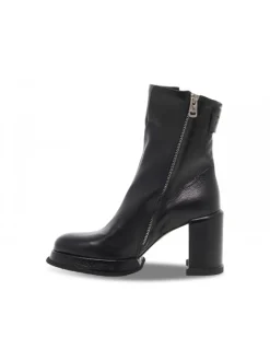 A.S.98 Low Boot Leg Plato' In Black Leather^Women Low Boots