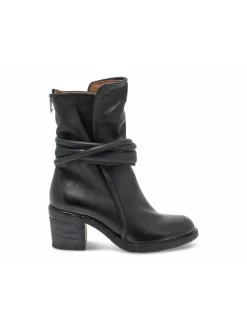 A.S.98 Low Boot Rock In Black Leather^Women Low Boots