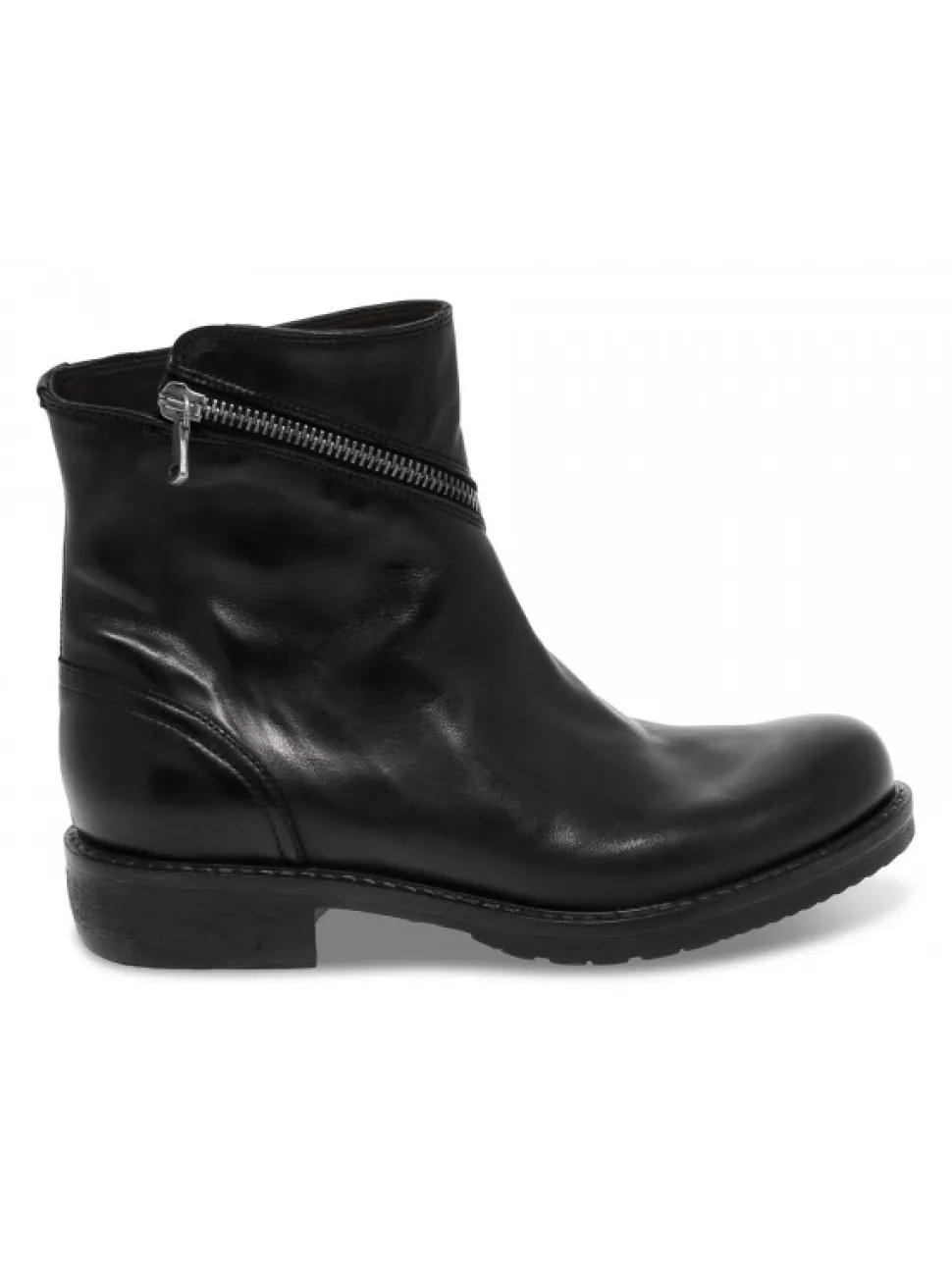 Jp David Low Boot In Black Leather^Women Low Boots