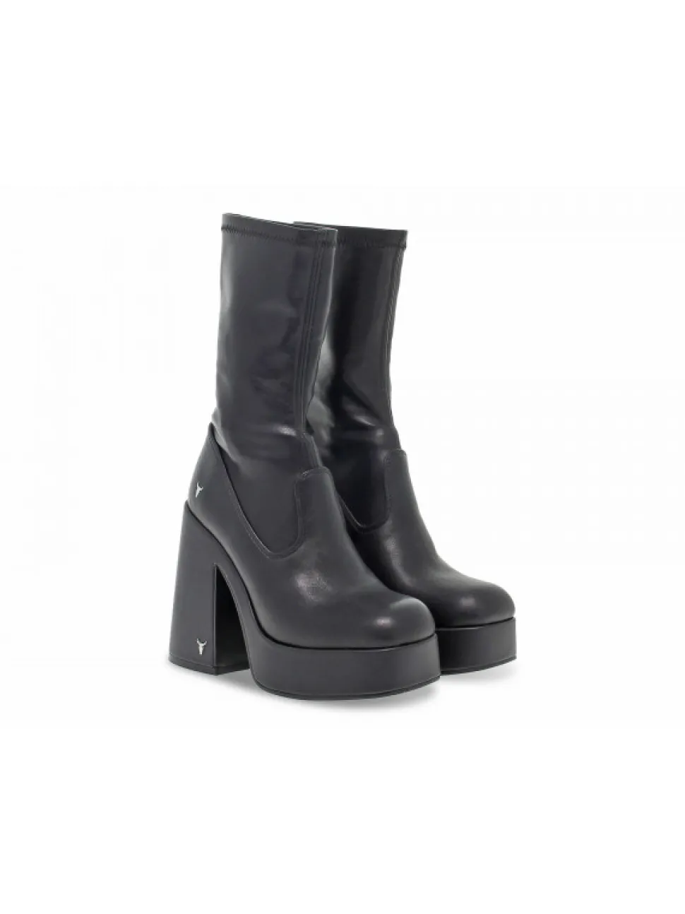 Windsor Smith Low Boot Hidden Black Stretch Up In Black Faux Leather^Women Low Boots