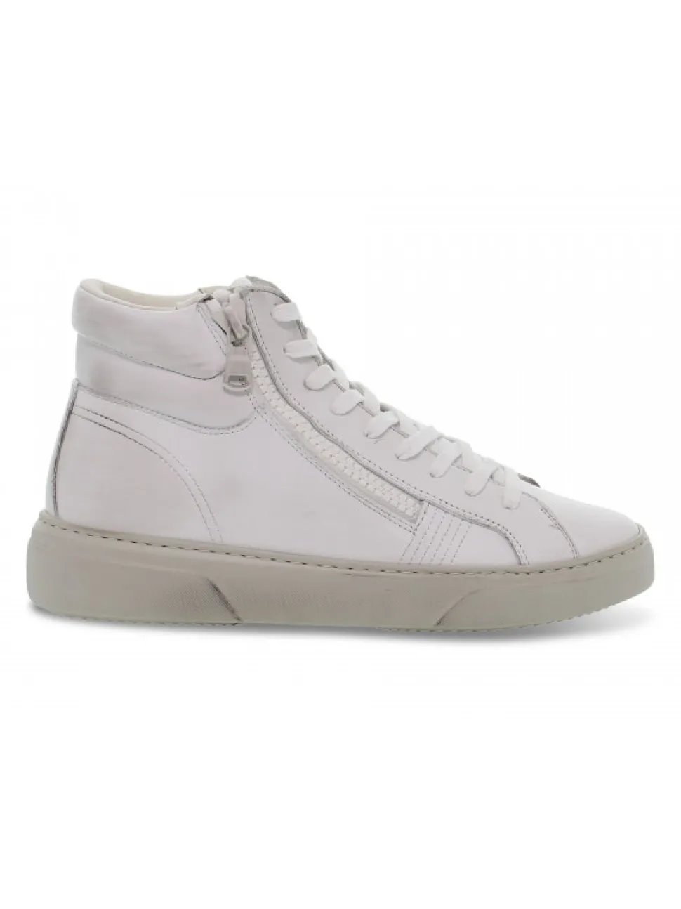 Crime London Sneakers Destiny Hi Zip In White Leather^Men Sneakers