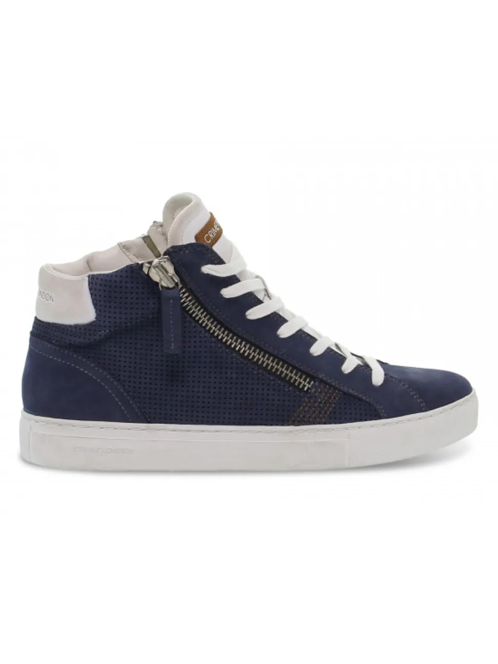 Crime London Sneakers High Top Double Zip In Blue Leather^Men Sneakers