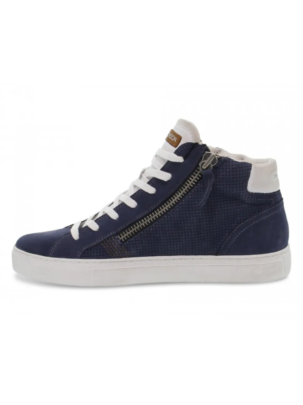 Crime London Sneakers High Top Double Zip In Blue Leather^Men Sneakers