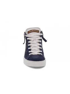 Crime London Sneakers High Top Double Zip In Blue Leather^Men Sneakers
