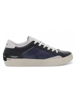 Crime London Sneakers Low Top Distressed In Dark Blue Leather^Men Sneakers