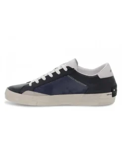 Crime London Sneakers Low Top Distressed In Dark Blue Leather^Men Sneakers
