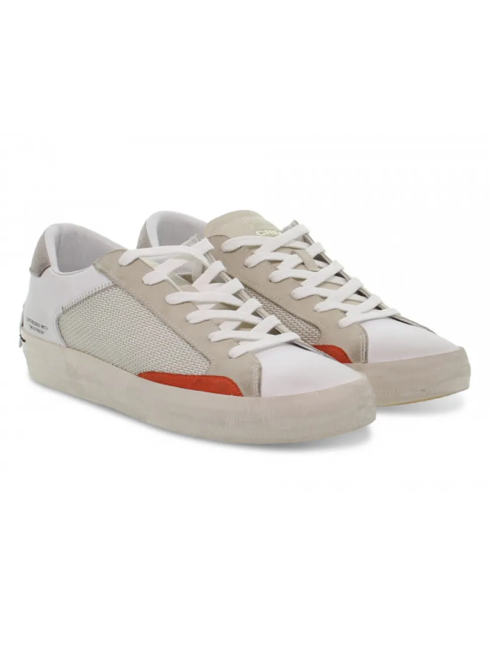 Crime London Sneakers Low Top Distressed In White Leather^Men Sneakers