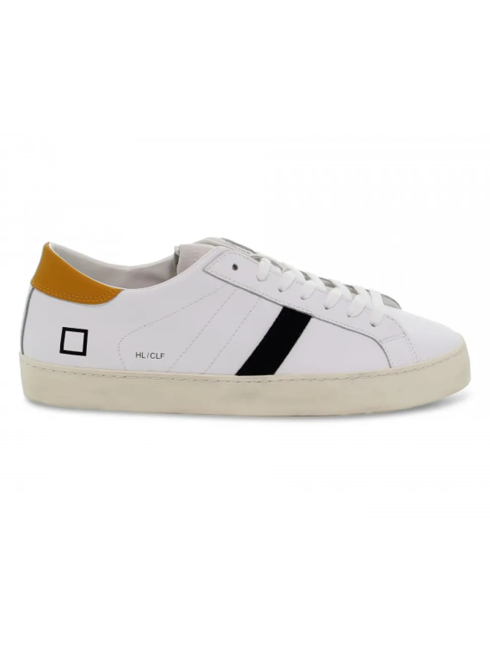 D.A.T.E. Sneakers Hill Low Calf White-Orange In White Leather^Men Sneakers
