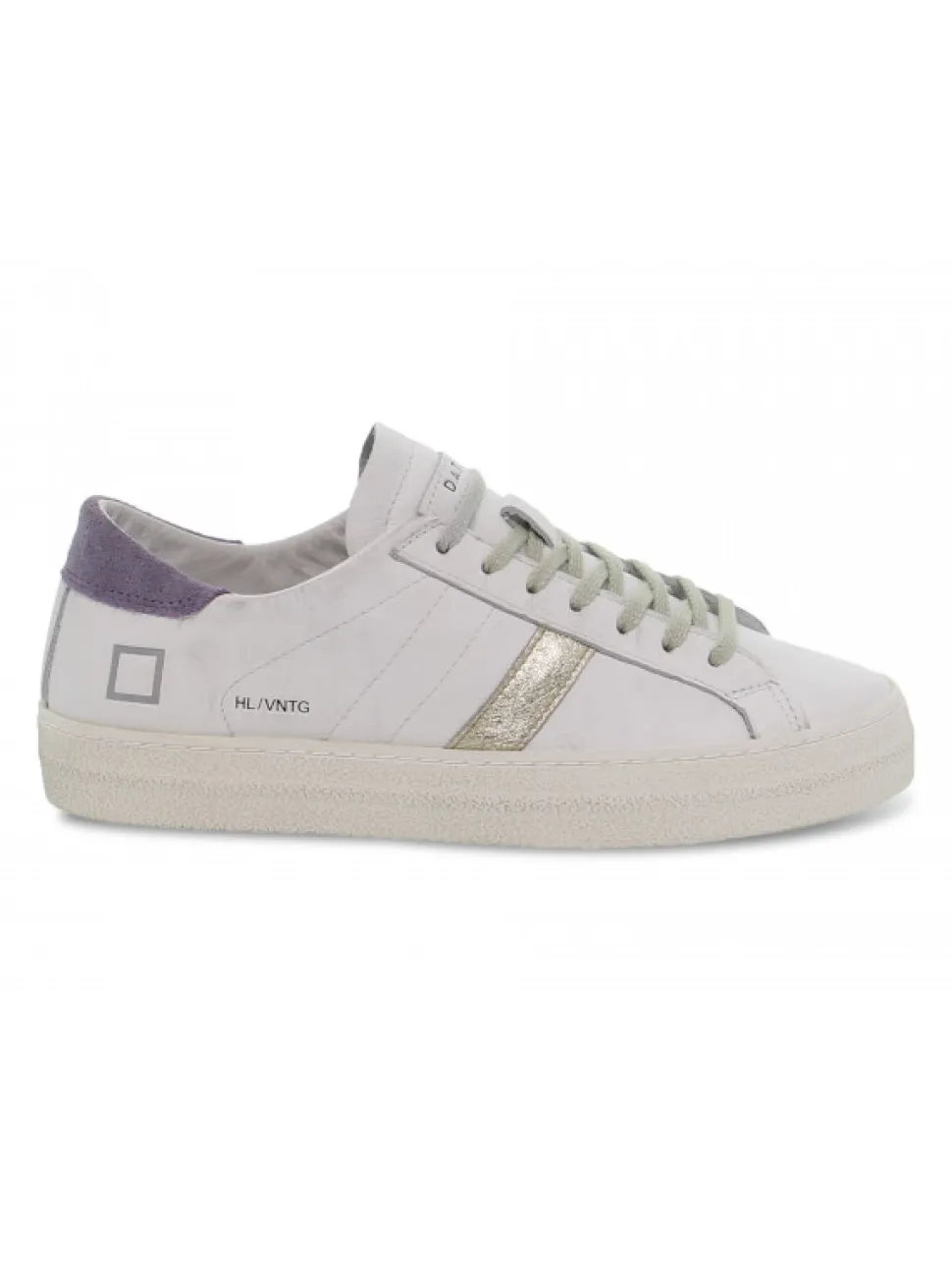 D.A.T.E. Sneakers Hill Low Vintage Calf White-Lavande In White Leather^Women Sneakers