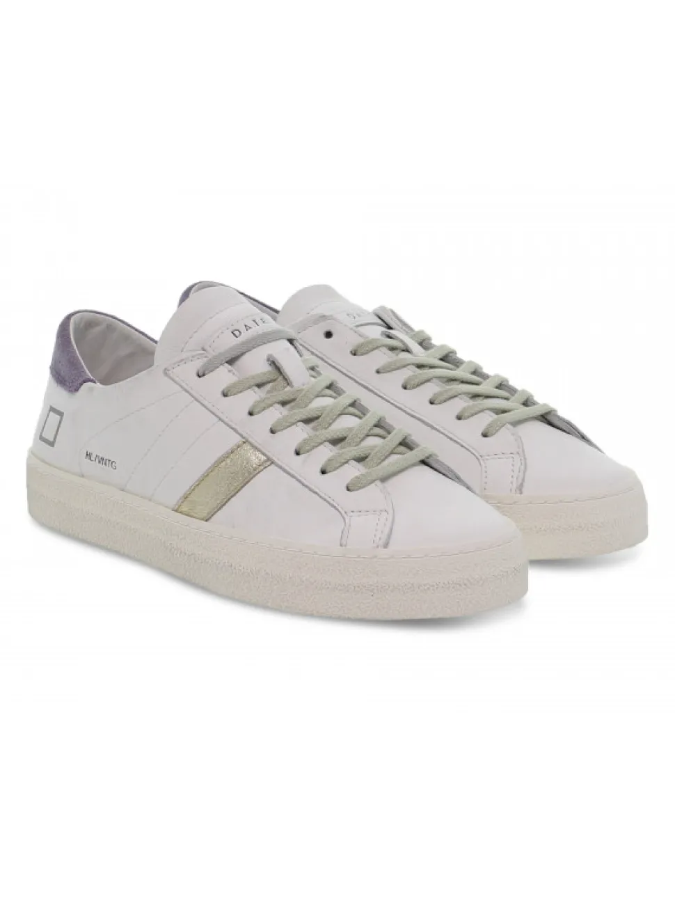 D.A.T.E. Sneakers Hill Low Vintage Calf White-Lavande In White Leather^Women Sneakers