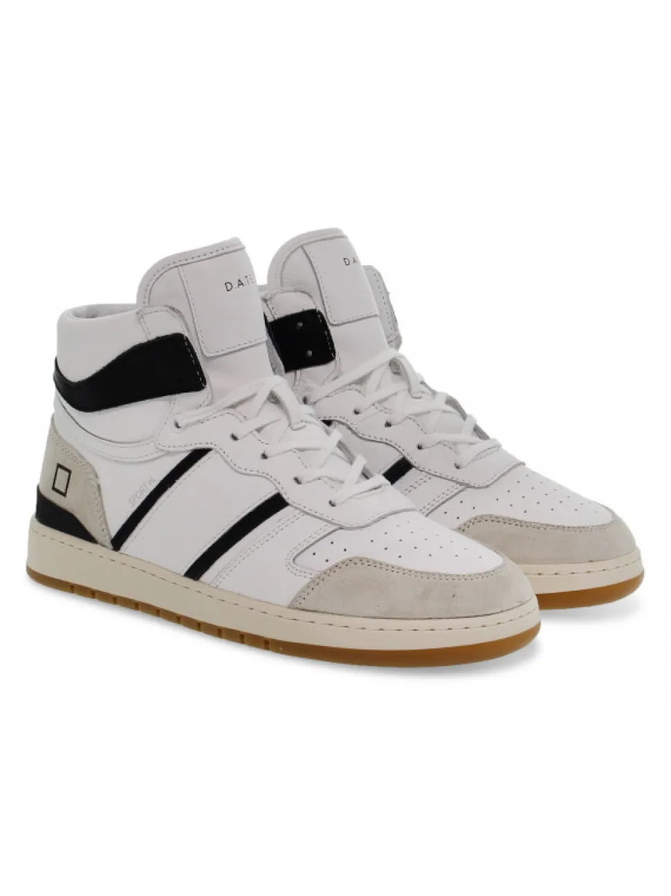 D.A.T.E. Sneakers Sport High Class White-Black In White Leather^Men Sneakers
