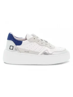 D.A.T.E. Sneakers Step Pop Laminated Silver In White Leather^Women Sneakers