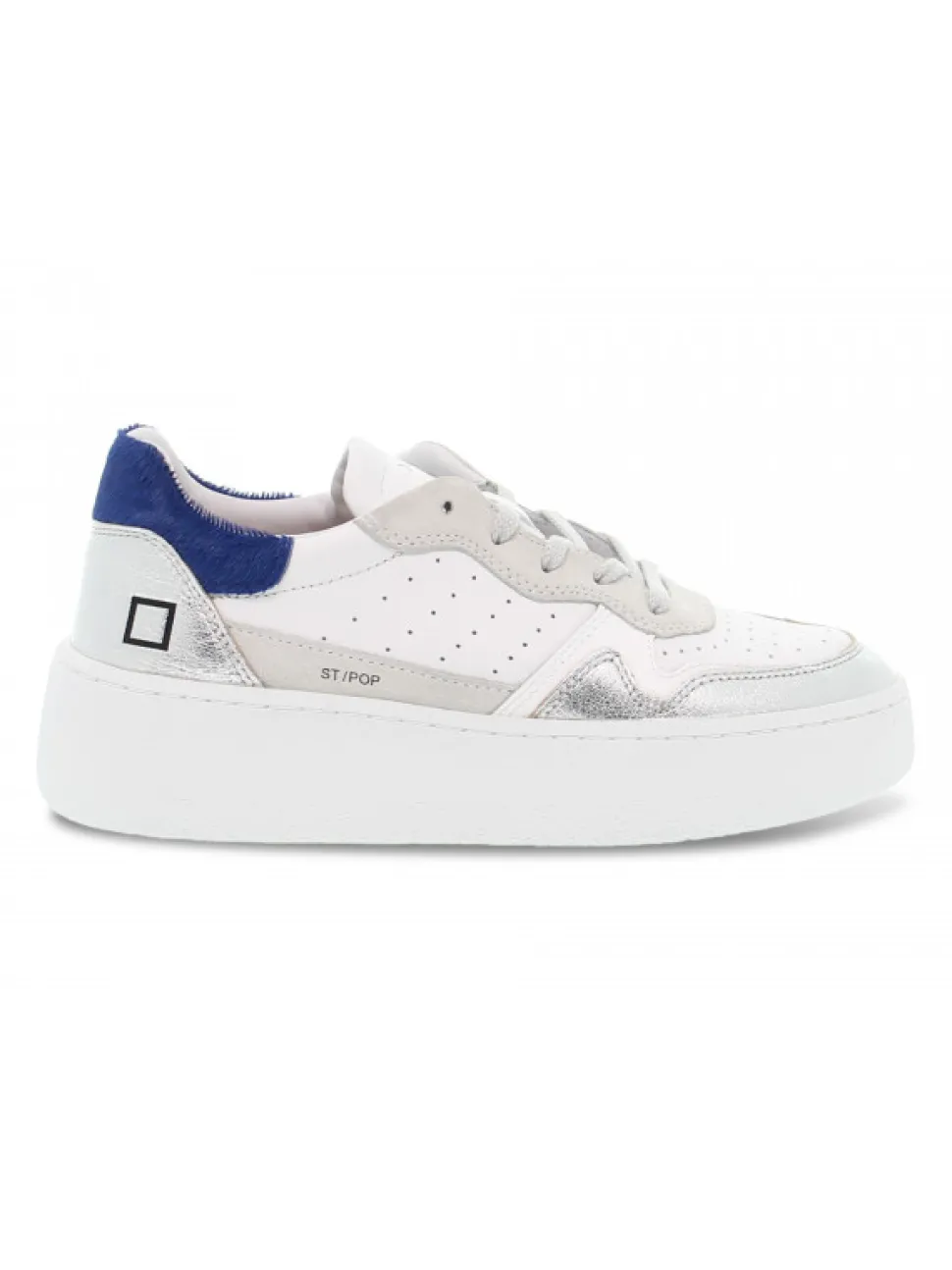 D.A.T.E. Sneakers Step Pop Laminated Silver In White Leather^Women Sneakers