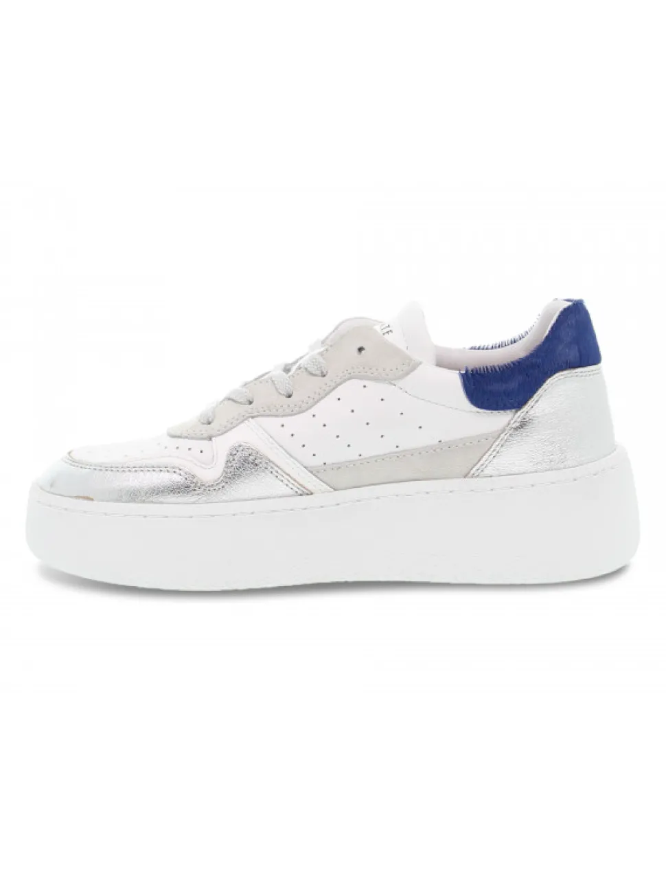 D.A.T.E. Sneakers Step Pop Laminated Silver In White Leather^Women Sneakers