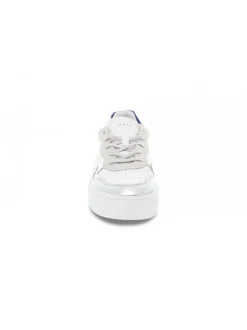 D.A.T.E. Sneakers Step Pop Laminated Silver In White Leather^Women Sneakers