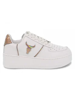 Windsor Smith Sneakers Rosy Brave White Rose Gold Holographic In White Leather^Women Sneakers