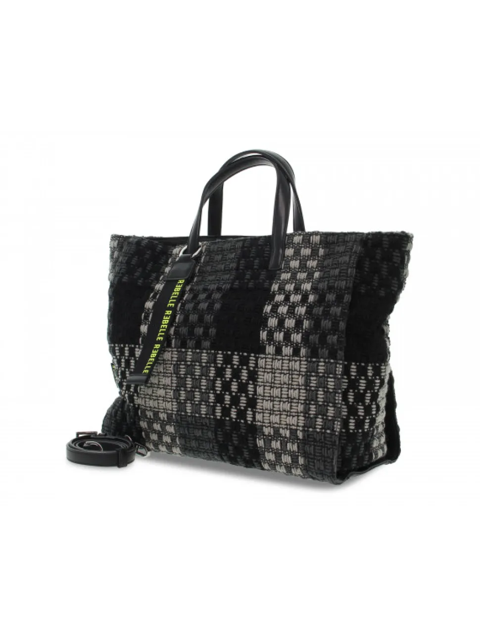 Rebelle Tote Bag Ashanti Shopping S Checked Wire In Black Fabric^Women Tote Bags
